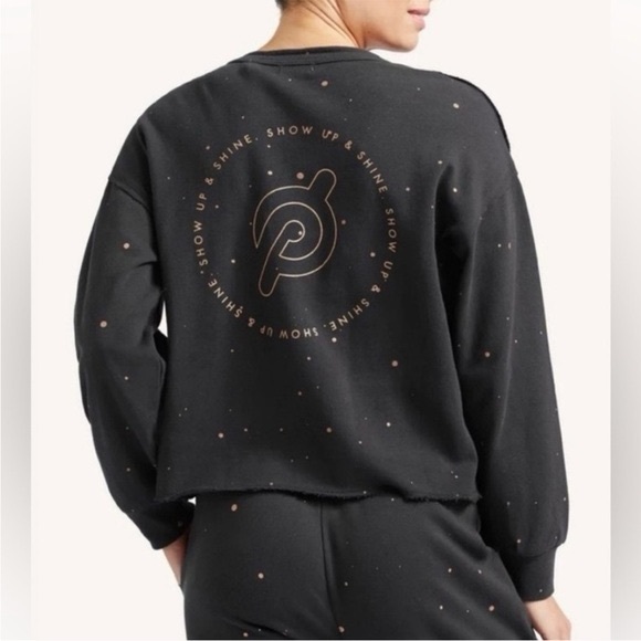 Peloton Charcoal Gray Shine Crewneck Pullover Cropped Sweatshirt Size Large - Picture 1 of 10